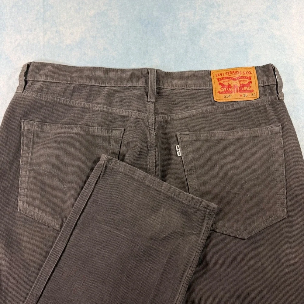 Levi's 514 Straight Corduroy Pants Mens 36x34 Grey NWT Warp Stretch MSRP $60